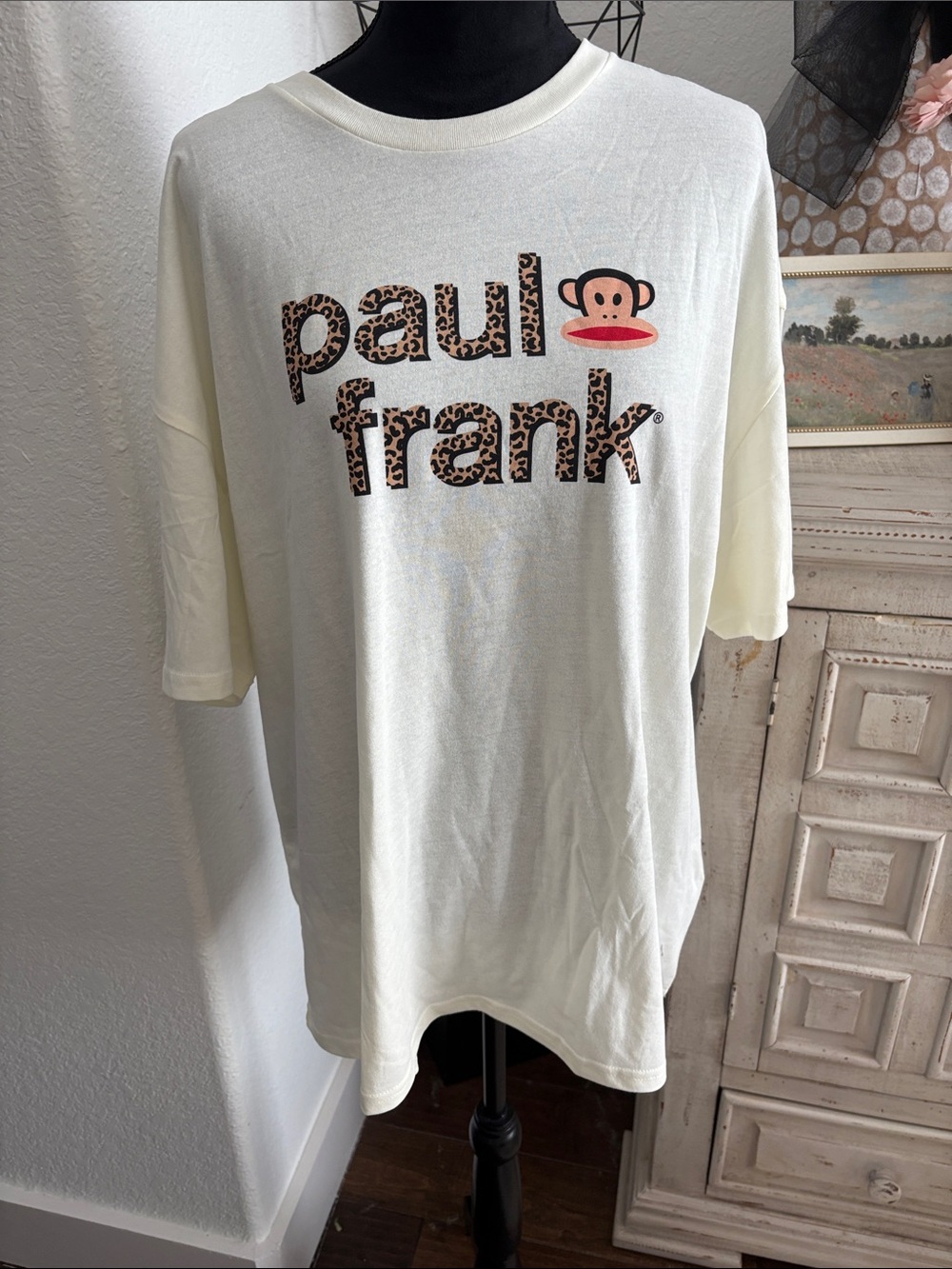 Paul Frank Cream Short-Sleeve Tee with Leopard Logo NWOT